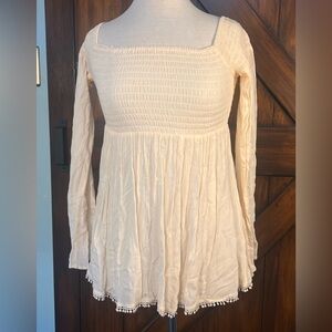 Altar'd State Cream Smocked Tunic Top Women’s XS
